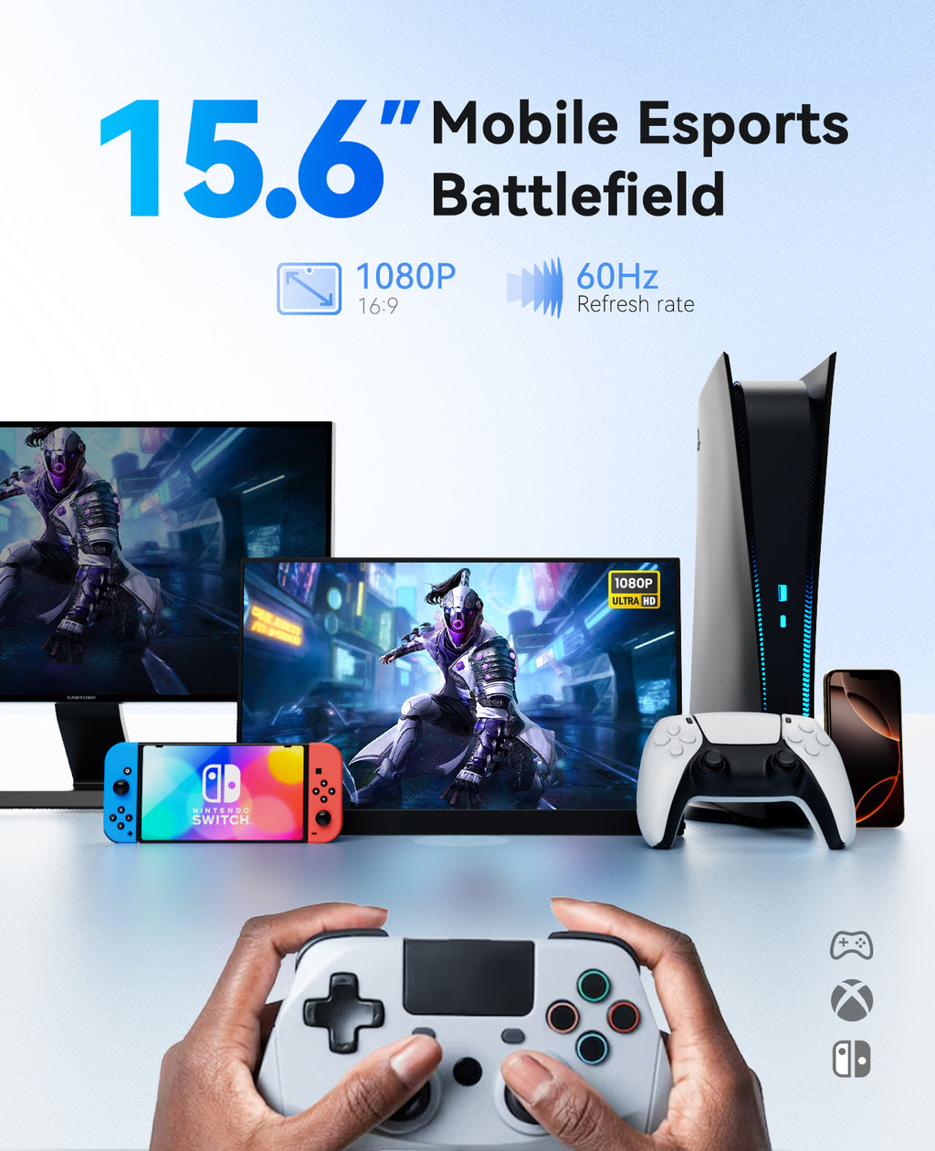 ZSCMALL prtable monitor 14”/15.6”/18.5” 1080P 120Hz Touch Monitor FHD 10-Point Touchscreen IPS Ultra light & Ultra thin slimbody Eye Care Flicker Free Low Blue Light HDMI