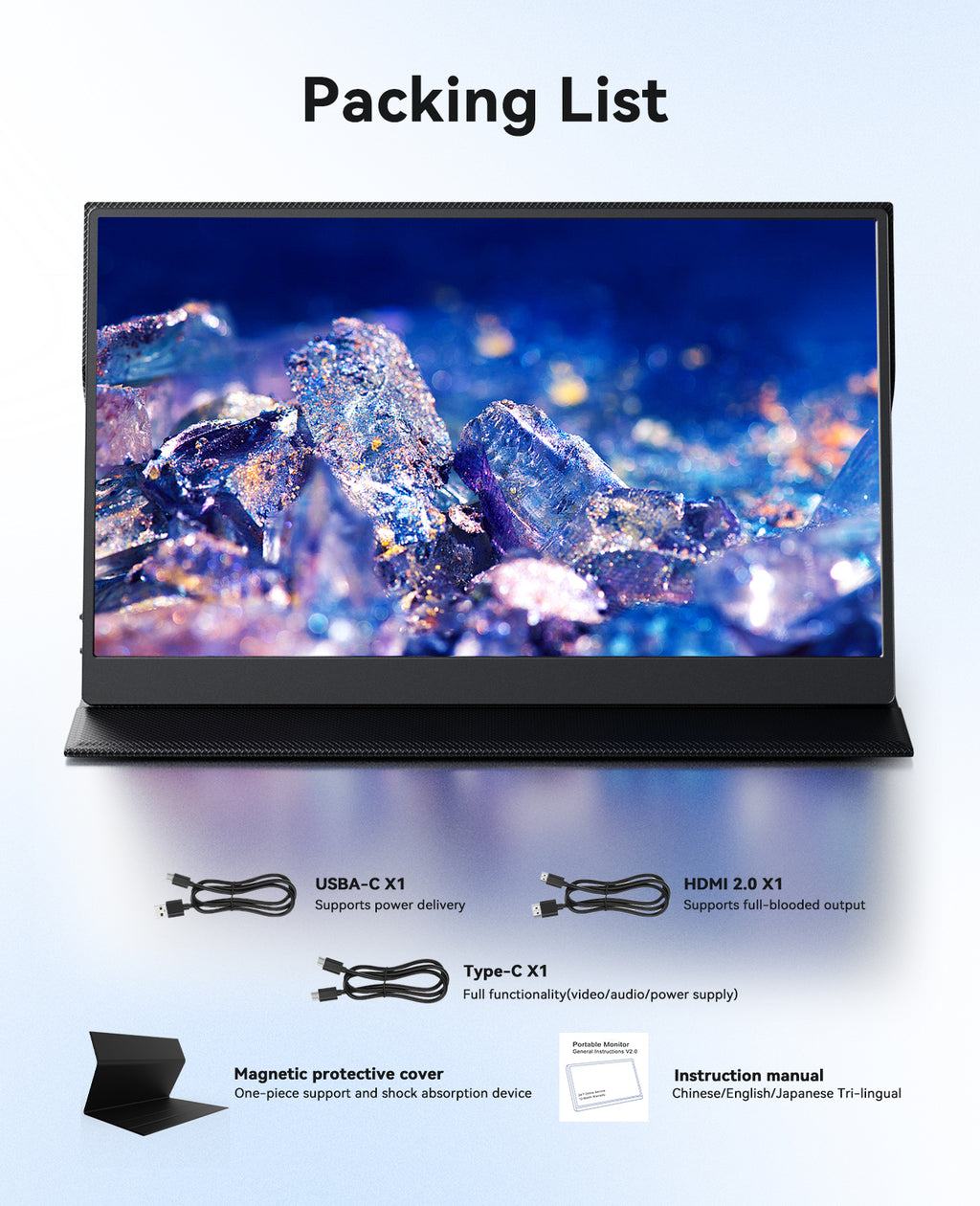 ZSCMALL prtable monitor 14”/15.6”/18.5” 1080P 120Hz Touch Monitor FHD 10-Point Touchscreen IPS Ultra light & Ultra thin slimbody Eye Care Flicker Free Low Blue Light HDMI