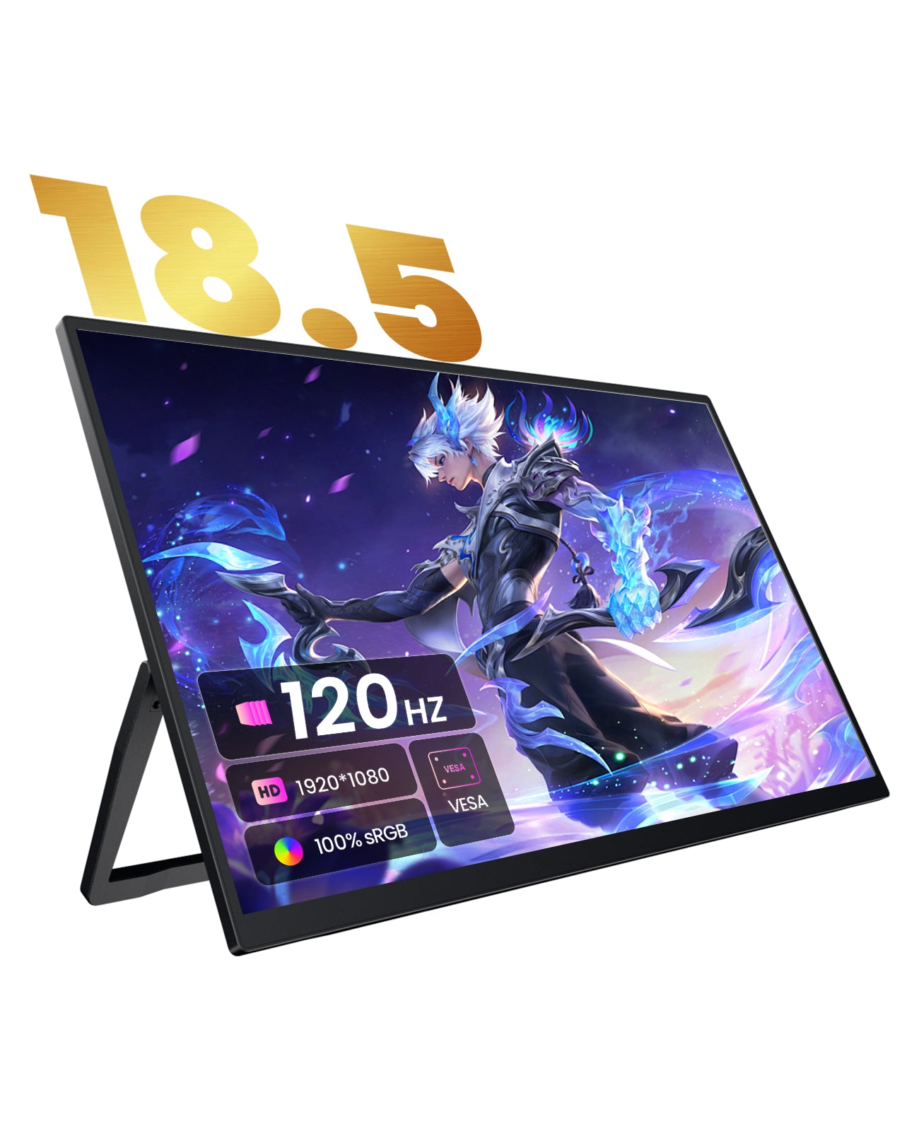 ZSCMALL 18.5”/21.5“/23.8” FHD 1080P 100 Hz Portable Monitor wireless&Battery Build in 5000mAh lasts for 4 hours monitor 100% sRGB FHD HDR USB HDMI with VESA Ultra Slim Portable Laptop Monitor,for Computer Switch Phone