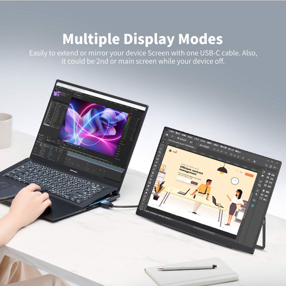 ZSCMALL 14''/15.6''/21.5''/23.8'' Portable Monitor FHD 1080P/2K/UHD 4K Upgrade - Ultra-Slim Portable Laptop Monitor with Kickstand - IPS Display for PC, MAC, Phone, Xbox, PS5 - USB C & HDMI