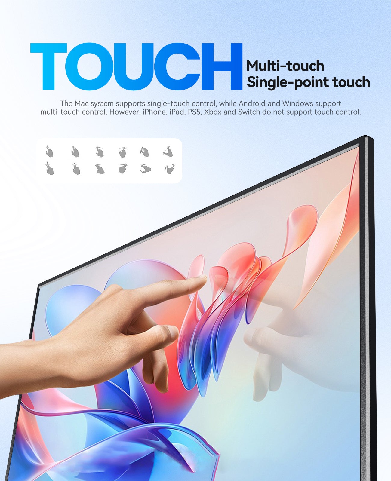 ZSCMALL prtable monitor 14”/15.6”/18.5” 1080P 120Hz Touch Monitor FHD 10-Point Touchscreen IPS Ultra light & Ultra thin slimbody Eye Care Flicker Free Low Blue Light HDMI