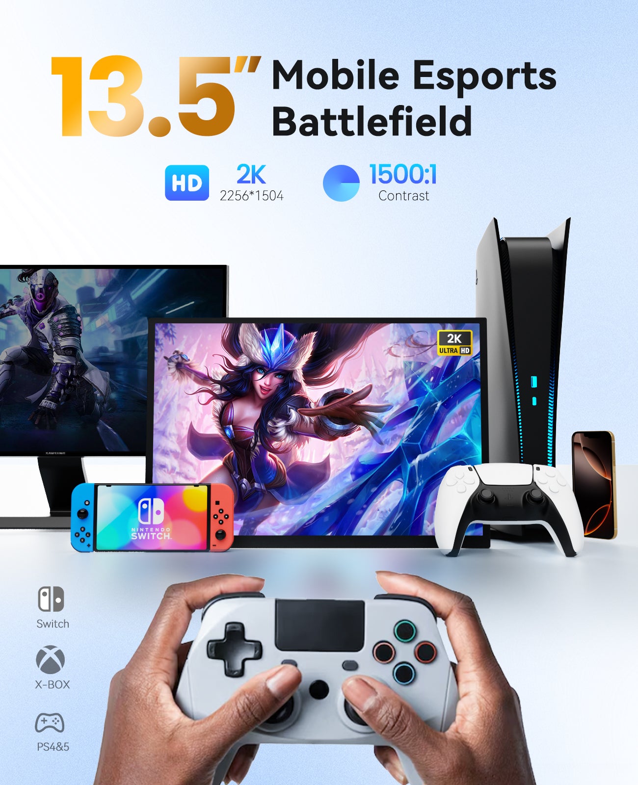 ZSCMALL 14''/15.6''/21.5''/23.8'' Portable Monitor FHD 1080P/2K/UHD 4K Upgrade - Ultra-Slim Portable Laptop Monitor with Kickstand - IPS Display for PC, MAC, Phone, Xbox, PS5 - USB C & HDMI