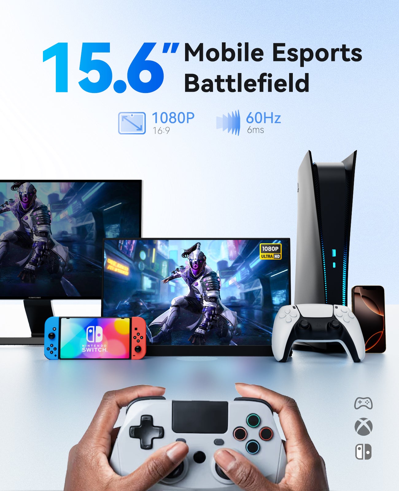 ZSCMALL prtable monitor 14”/15.6”/18.5” 1080P 120Hz Touch Monitor FHD 10-Point Touchscreen IPS Ultra light & Ultra thin slimbody Eye Care Flicker Free Low Blue Light HDMI