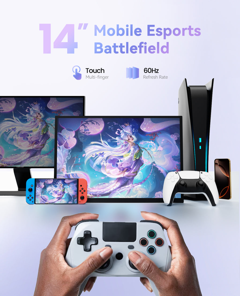 ZSCMALL prtable monitor 14”/15.6”/18.5”/21.5” 1080P 120Hz Touch Monitor FHD 10-Point Touchscreen IPS Ultra light & Ultra thin slimbody Eye Care Flicker Free Low Blue Light HDMI
