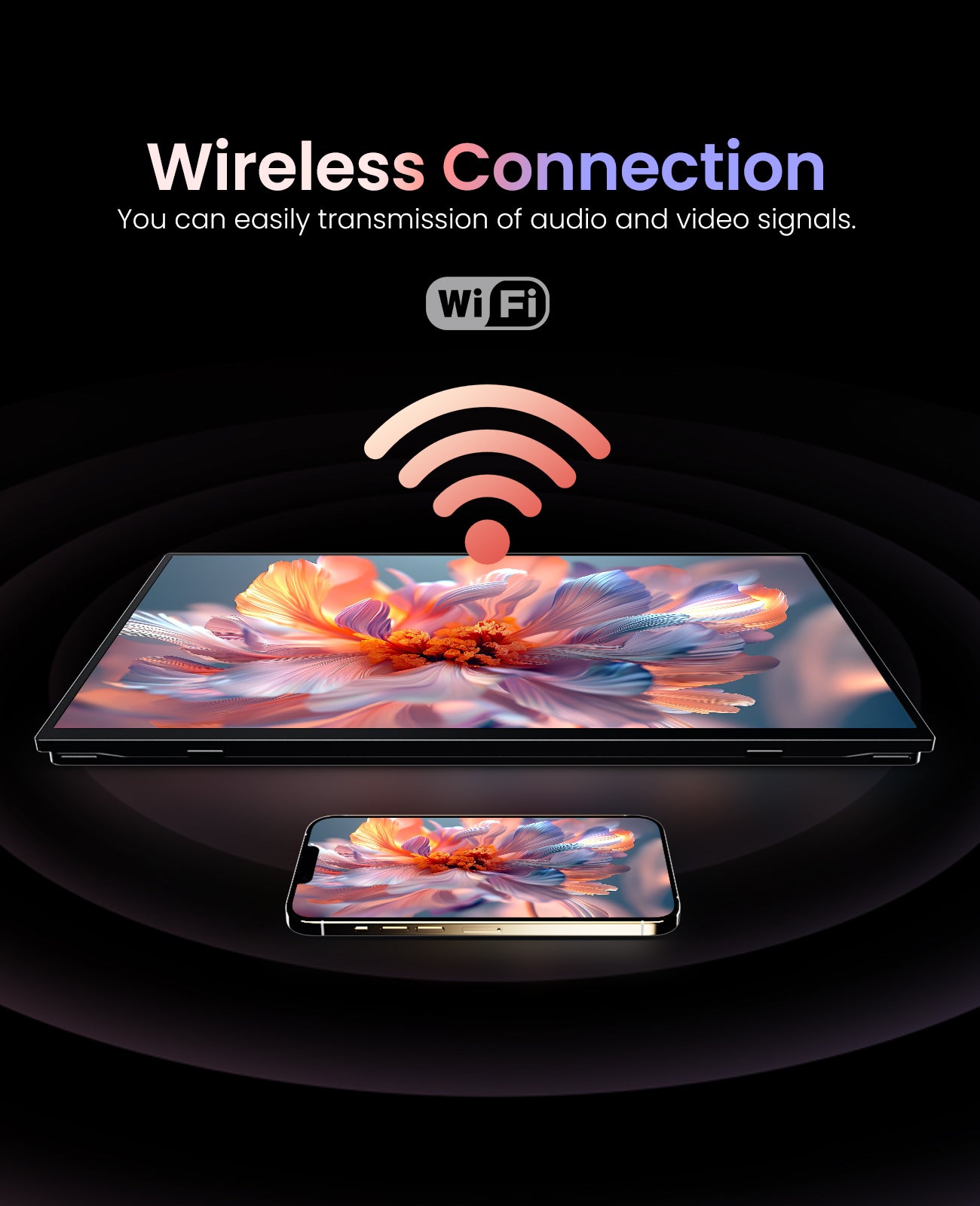 ZSCMALL 18.5”/21.5“/23.8” FHD 1080P 100 Hz Portable Monitor wireless&Battery Build in 5000mAh lasts for 4 hours monitor 100% sRGB FHD HDR USB HDMI with VESA Ultra Slim Portable Laptop Monitor,for Computer Switch Phone
