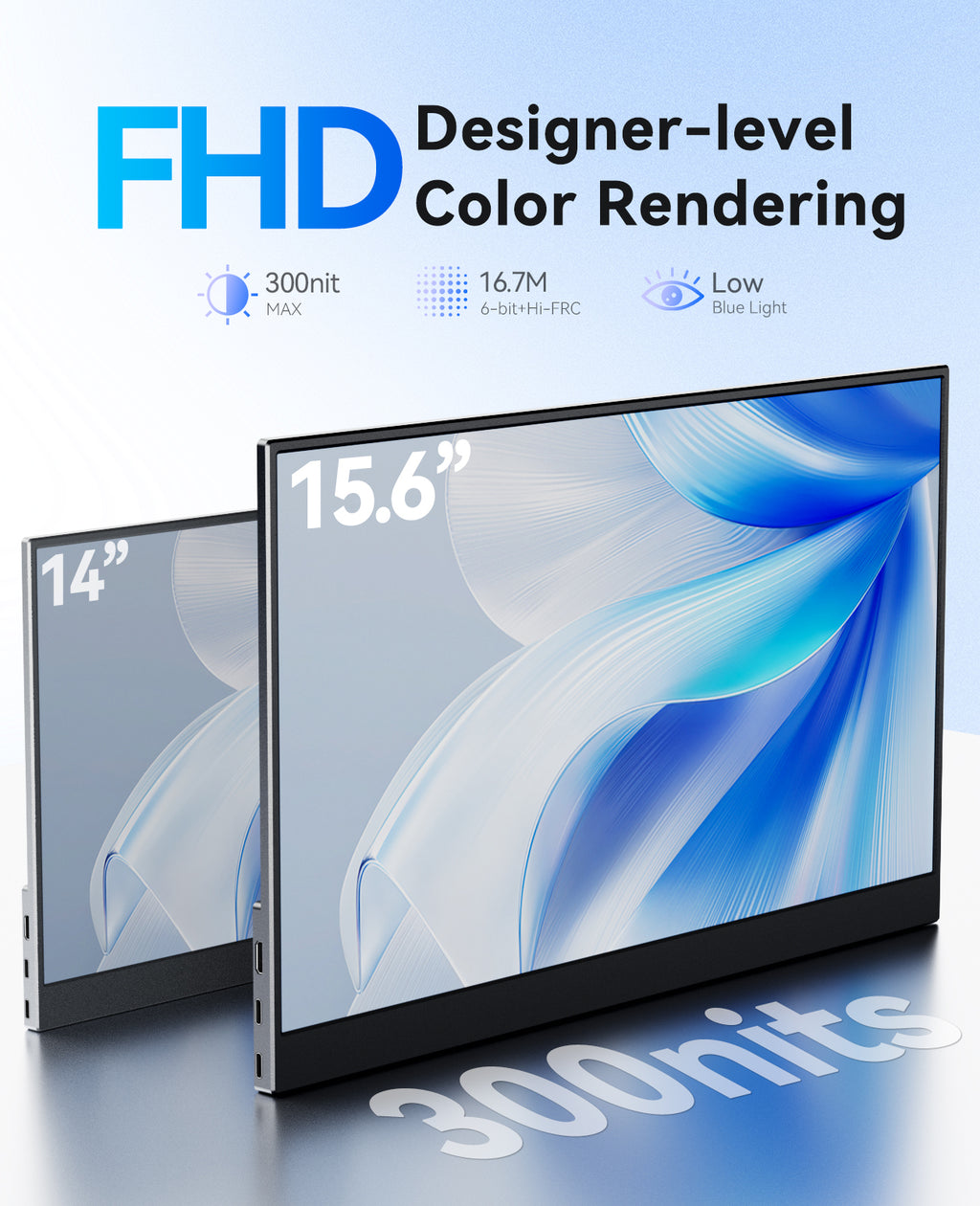ZSCMALL prtable monitor 14”/15.6”/18.5” 1080P 120Hz Touch Monitor FHD 10-Point Touchscreen IPS Ultra light & Ultra thin slimbody Eye Care Flicker Free Low Blue Light HDMI