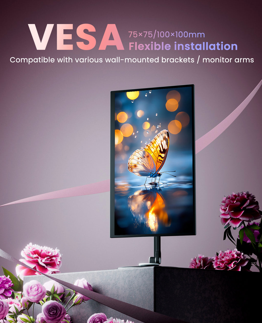 ZSCMALL 18.5”/21.5“/23.8” FHD 1080P 100 Hz Portable Monitor wireless&Battery Build in 5000mAh lasts for 4 hours monitor 100% sRGB FHD HDR USB HDMI with VESA Ultra Slim Portable Laptop Monitor,for Computer Switch Phone