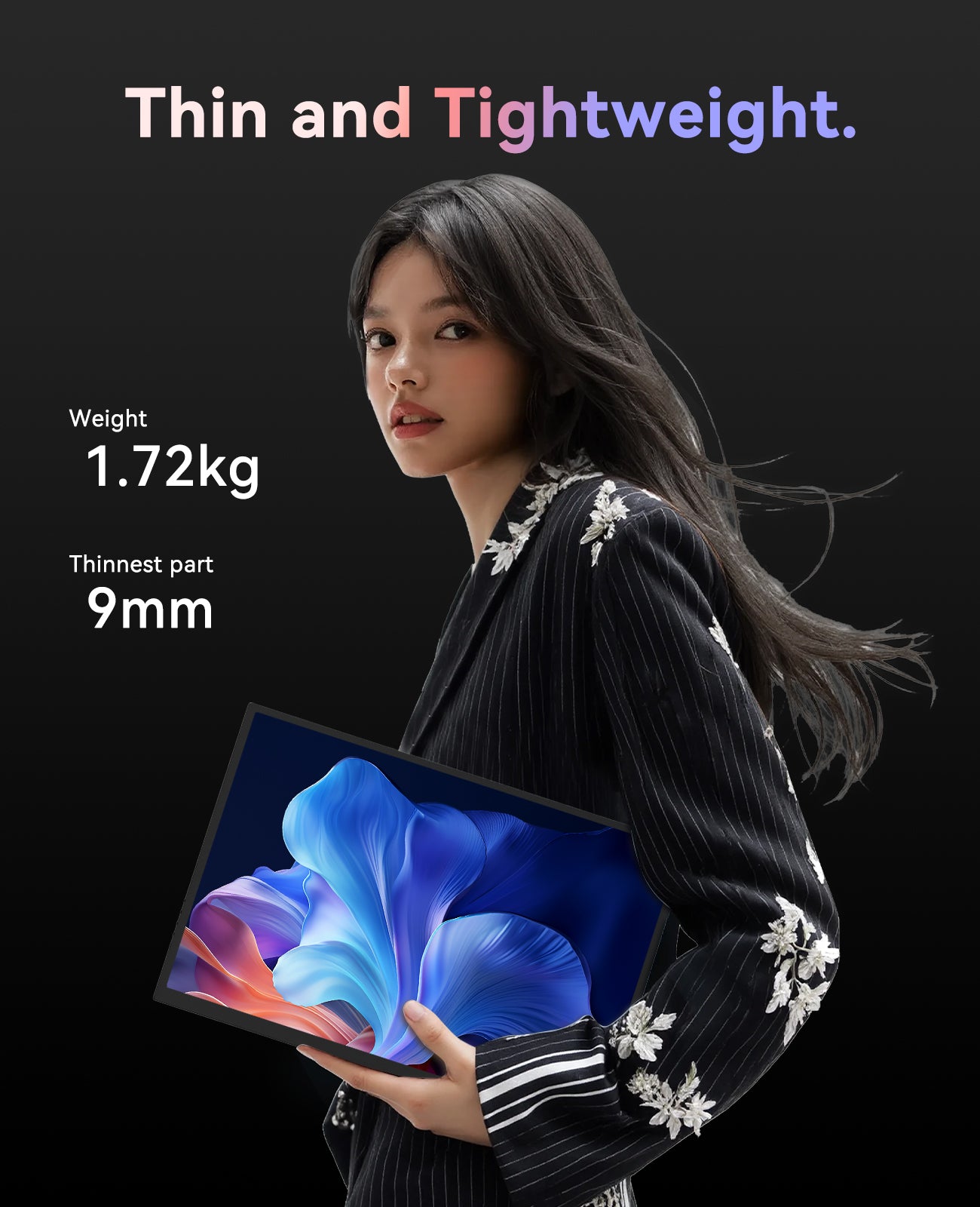 ZSCMALL 18.5”/21.5“/23.8” FHD 1080P 100 Hz Portable Monitor wireless&Battery Build in 5000mAh lasts for 4 hours monitor 100% sRGB FHD HDR USB HDMI with VESA Ultra Slim Portable Laptop Monitor,for Computer Switch Phone