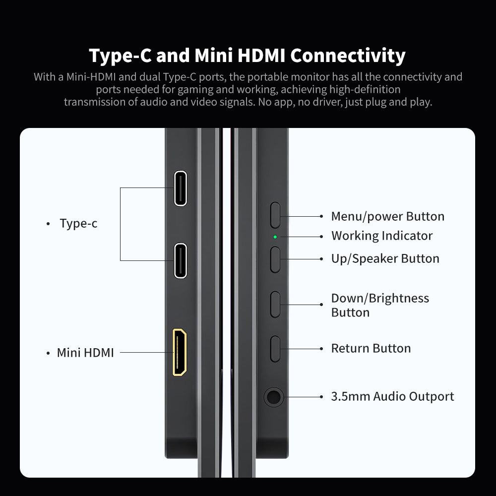 ZSCMALL 14''/15.6''/21.5''/23.8'' Portable Monitor FHD 1080P/2K/UHD 4K Upgrade - Ultra-Slim Portable Laptop Monitor with Kickstand - IPS Display for PC, MAC, Phone, Xbox, PS5 - USB C & HDMI