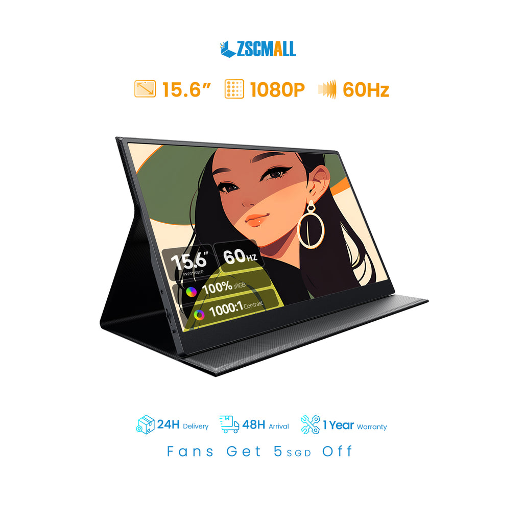 ZSCMALL prtable monitor 14”/15.6”/18.5” 1080P 120Hz Touch Monitor FHD 10-Point Touchscreen IPS Ultra light & Ultra thin slimbody Eye Care Flicker Free Low Blue Light HDMI
